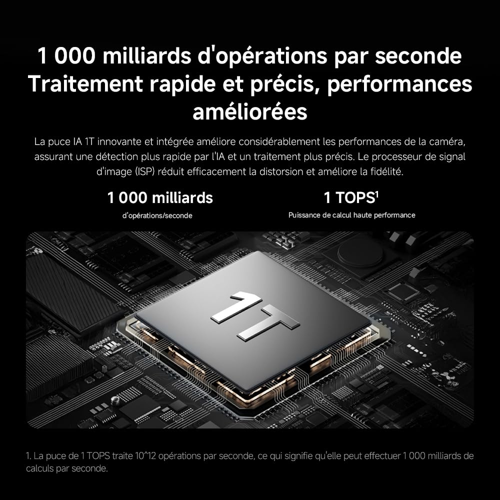 XIAOMI Smart Camera C701 4K Ultra HD, Vision à 360°, Audio bidirectionnel, Vision Nocturne Infrarouge, Wi-FI 6 Double Bande