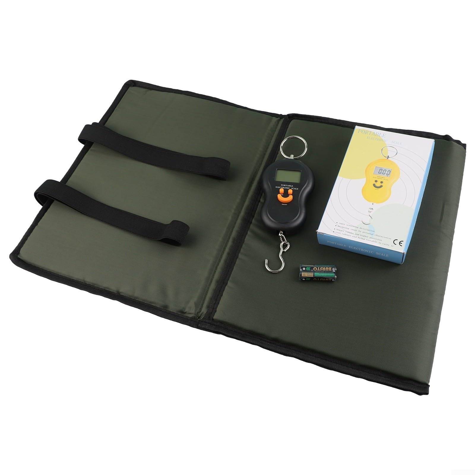 Tapis d'atterrissage pliable pour la pêche à la carpe avec balance numérique, kit de protection léger pour pêcheurs à la ligne (noir)