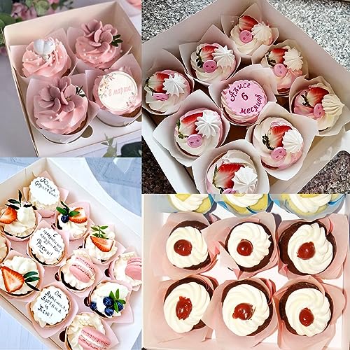 Image of 150 Pieces Tulip Cupcake Muffin Liners Paper Baking Cups Greaseproof Cupcake Wrappers for Birthday Wedding Party Baby Showers Catering Restaurants(Pink)