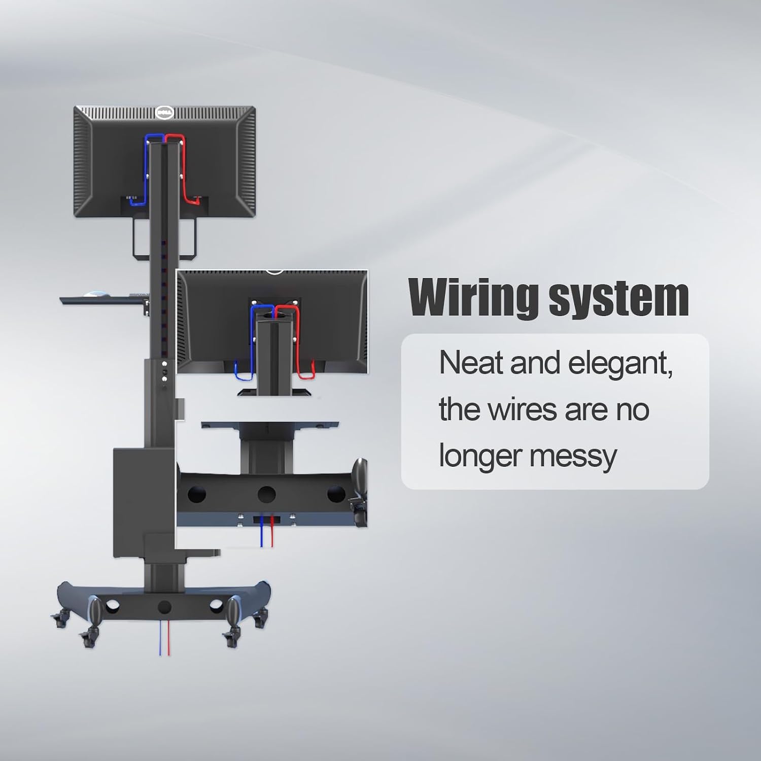 Mobile Adjustable Workstation Cart with Monitor Mount & Keyboard Tray – Lab Computer Desk with Wheels, Sturdy Rolling Stand for Office or Clinic (Model F1)