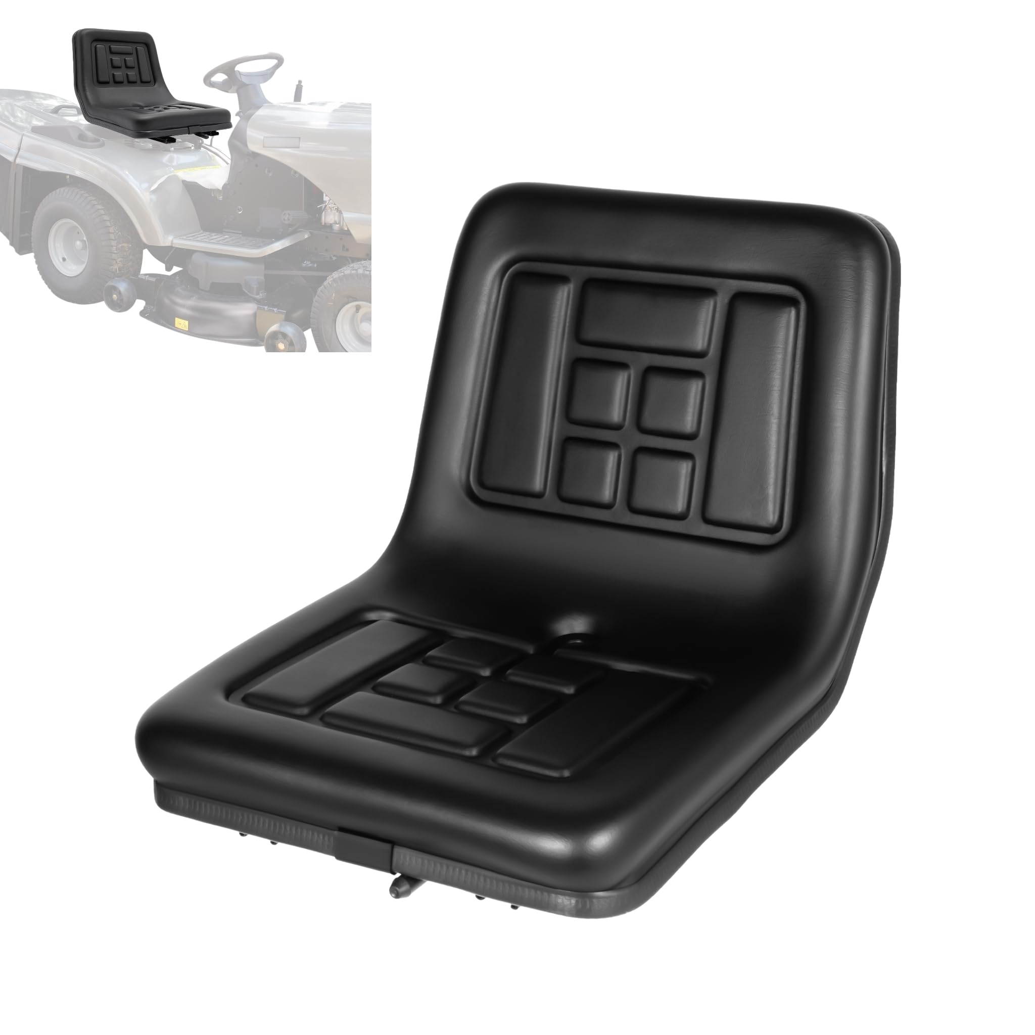 Traktorsitz, Rasentraktor Sitz Flexibel Einstellbar, PVC Schleppersitz für Gabelstapler, Bagger, Rasenmäher und Dumper, Maximale Tragfähigkeit 220lbs
