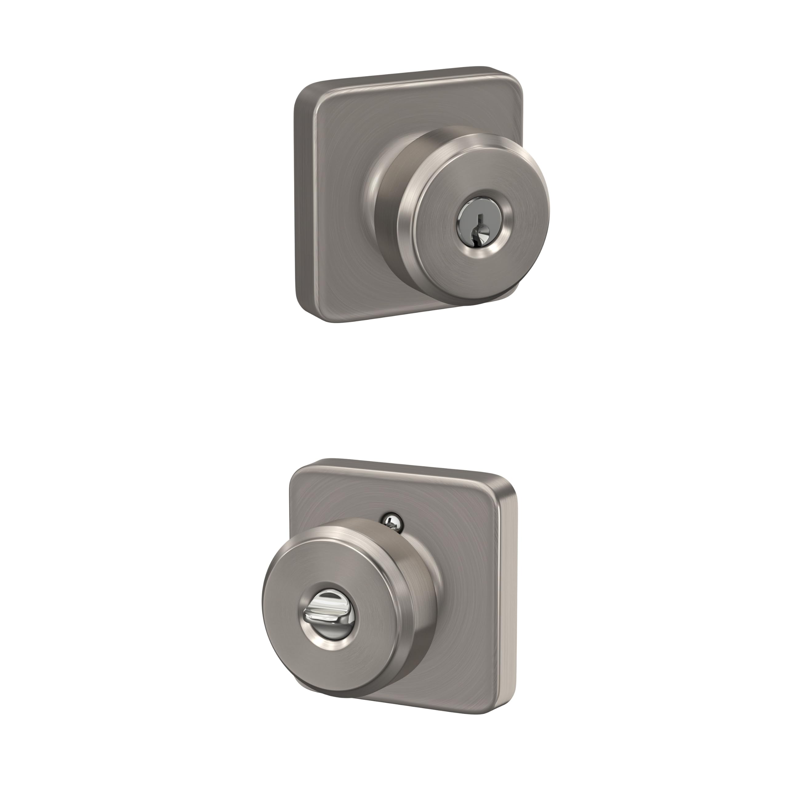 SCHLAGE Bowery Keyed Entry Door Knob, Interior/Exterior, Satin Nickel