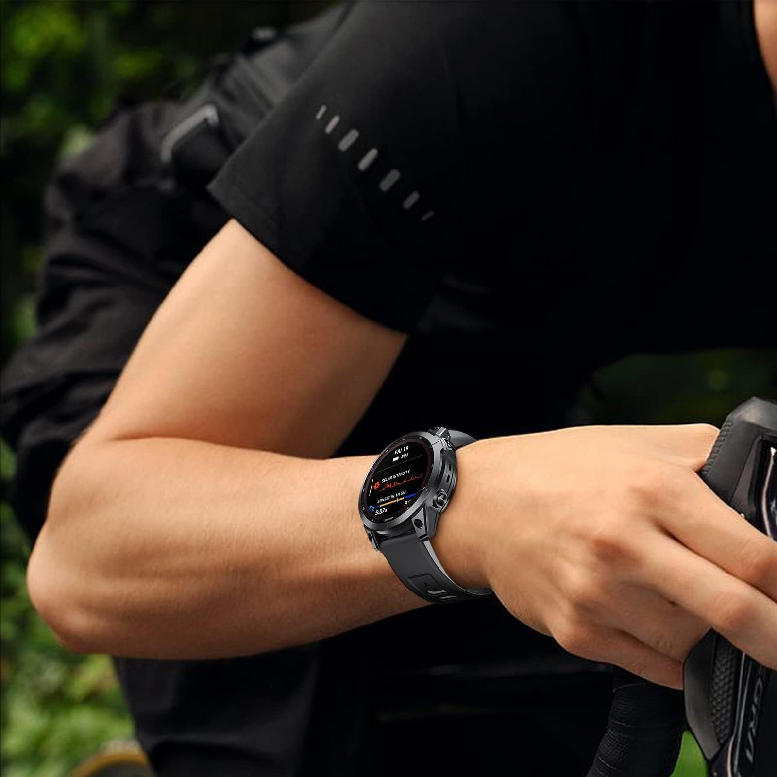 Kompatybilny z paskiem Garmin Fenix 7X, 26 mm miękki silikonowy pasek do zegarka zamiennik do zegarka Fenix 5X / Fenix 6X / Fenix 5X Plus / Fenix 6X Pro / Fenix 3 / Fenix 3HR Smartwatch