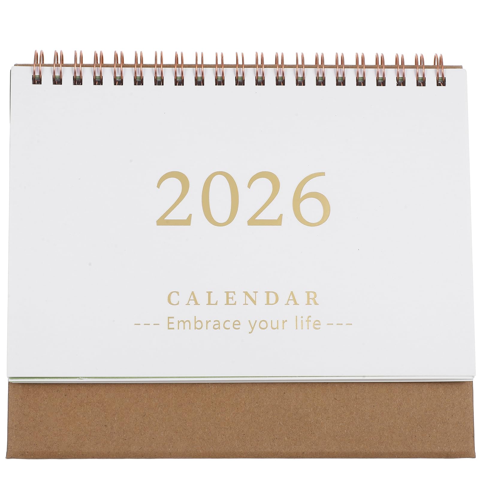 SHINEOFI Desk Calendar 2025-2026 Small Desktop Standing Flip Calendar for Home School Office Academic Monthly Planner Brown 19x16.5cm