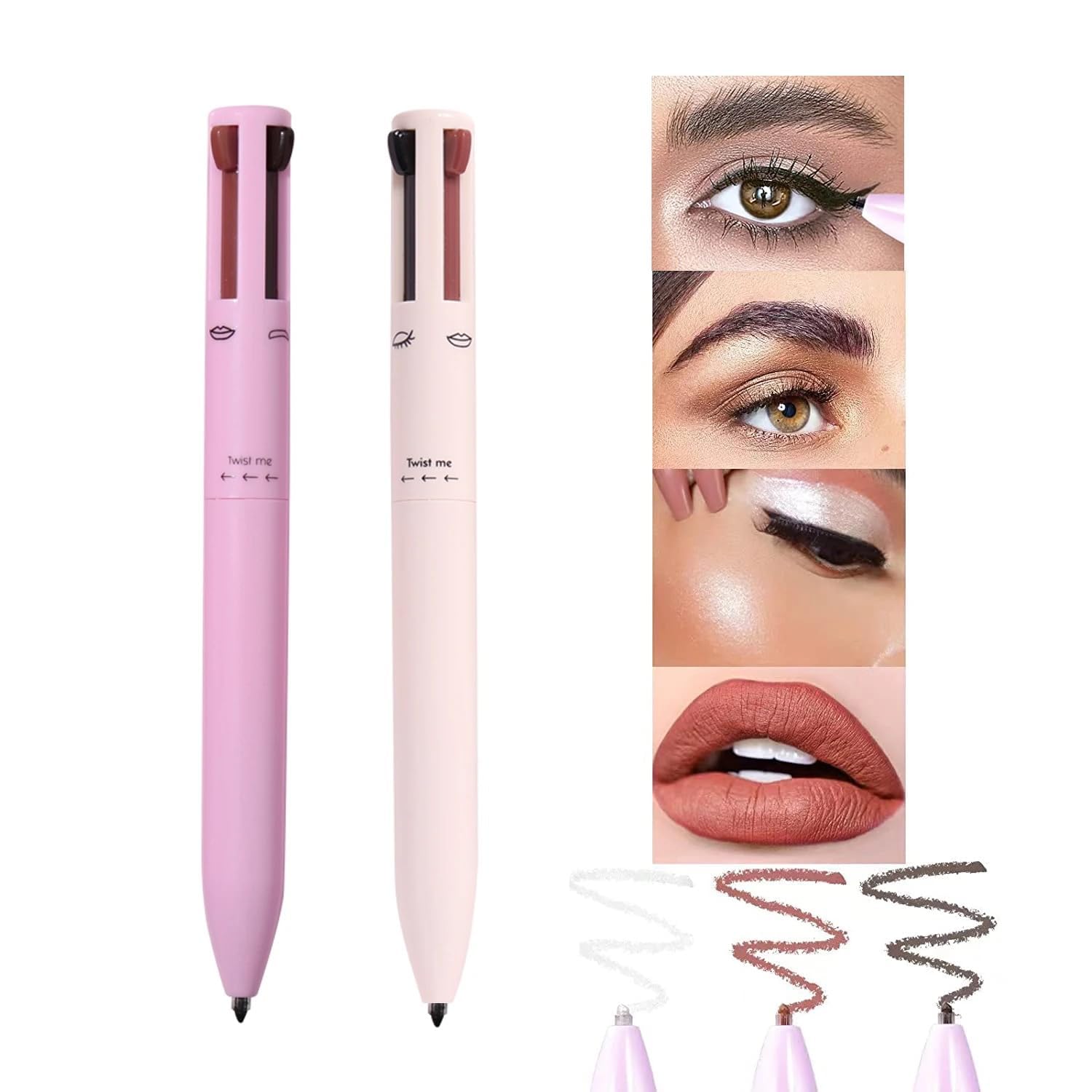 New Touch Up 4in1Makeup Pen(Lip Liner,Brow liner,Eye Liner,Highlighter) 4in1 cosmetic pen,Face makeup pencil,pen pal,travel makeup pen