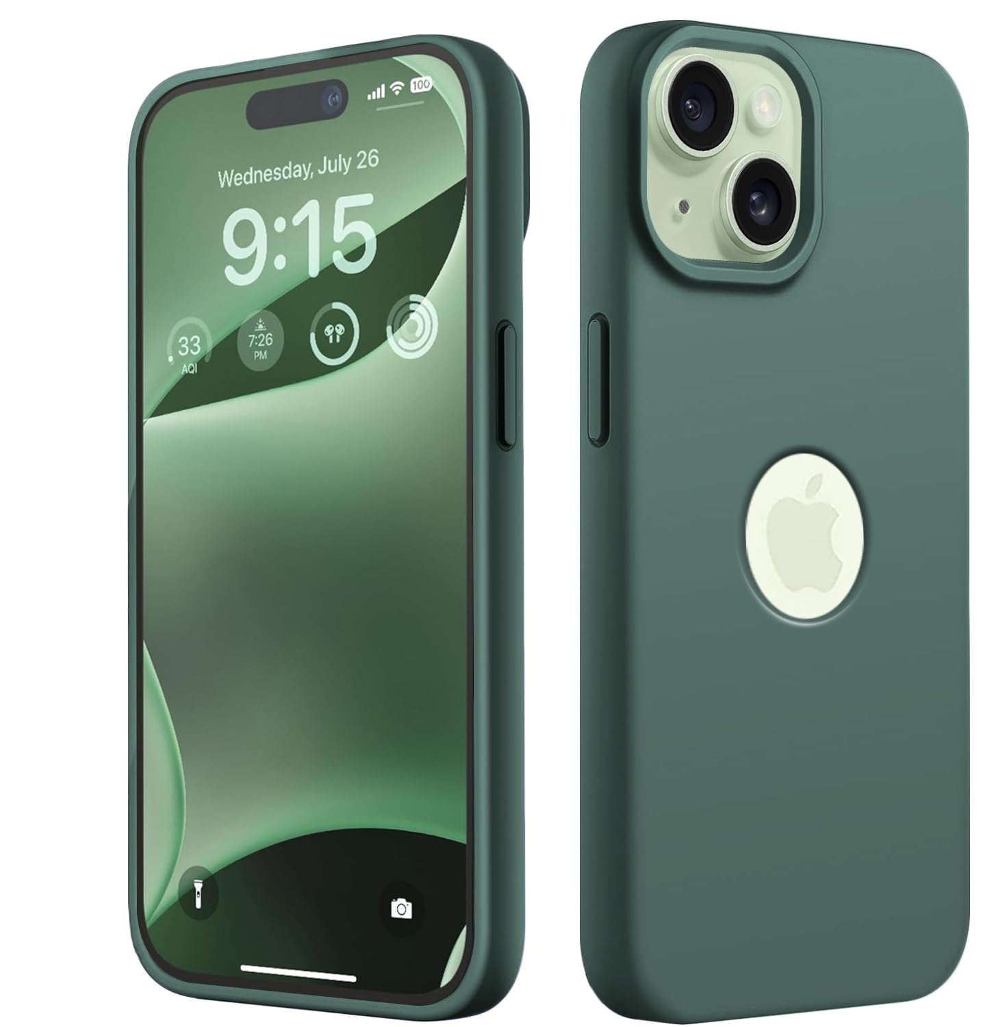 Elzzi Microfiber Logo Cut Cover Compatible for iPhone 15 Plus Case Liquid Silicone Cases Full Body 4 Layer Protective Covers Shockproof Back Cover with High Raised Camera Lips (6.7 inch, Pine Green) Elzzi Microfiber Logo Cut Cover Compatible for iPhone 15 Plus Case Liquid Silicone Cases Full Body 4 Layer Protective Covers Shockproof Back Cover with High Raised Camera Lips (6.7 inch, Pine Green)