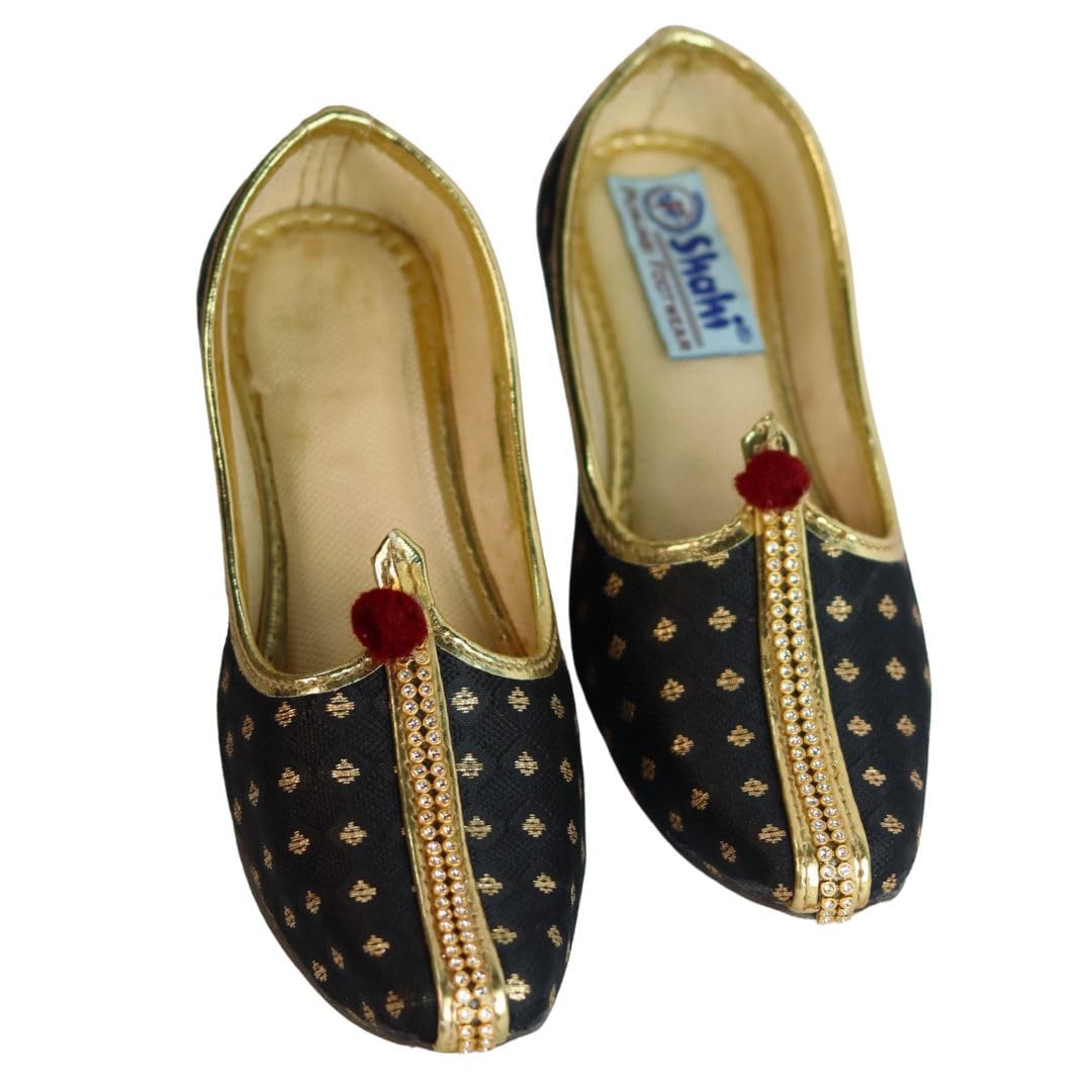 Kids Boy Punjabi Jutti Sherwani Mojari for Traditional Weddings & Festivals (Black Color-image-1