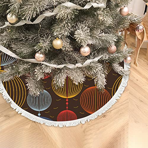 36 Inch Christmas Tree Skirt Colorful Lantern Geometric Tree Skirt Mat Decoration Holiday Party Farmhouse Xmas Tree Matfor Home Indoor Outdoor #TOP4