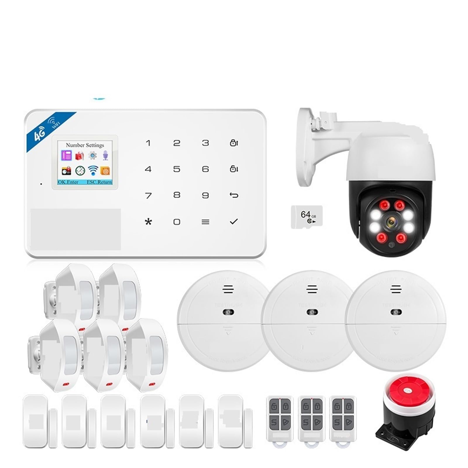 Alarmas de seguridad for la alarma elegante del sensor movimiento cortina Tuya casa W184 4G Para casa y garaje(KIT 3)