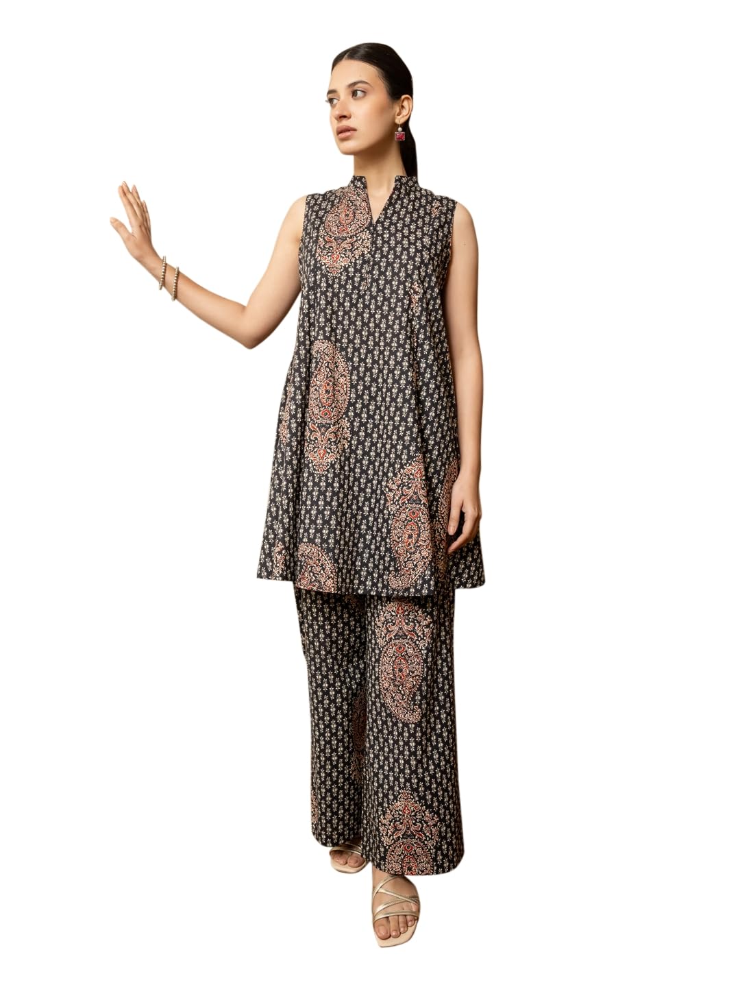 fiorra Women's Black Printed Cotton Co-ord Set-picture-30