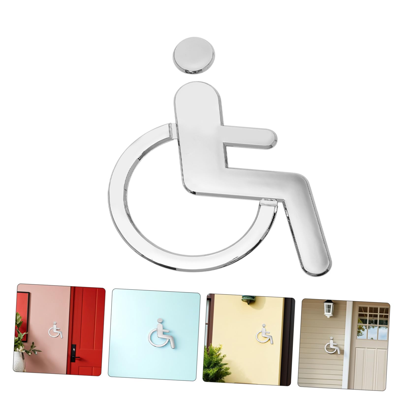 Hemobllo 6 Piezas Señales de Acceso para Discapacitados Adhesivas Indicadores de Baño Adaptado con Símbolo de Silla de Ruedas Resistentes y Duraderas para Hoteles Escuelas y Espacios