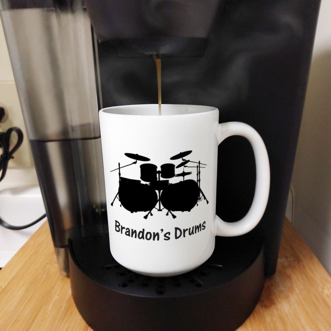 Cool Drummer Gifts Personalized Name Cup Band Coffee Cup Custom Gift 15oz Ceramic Coffee Mug with Handle