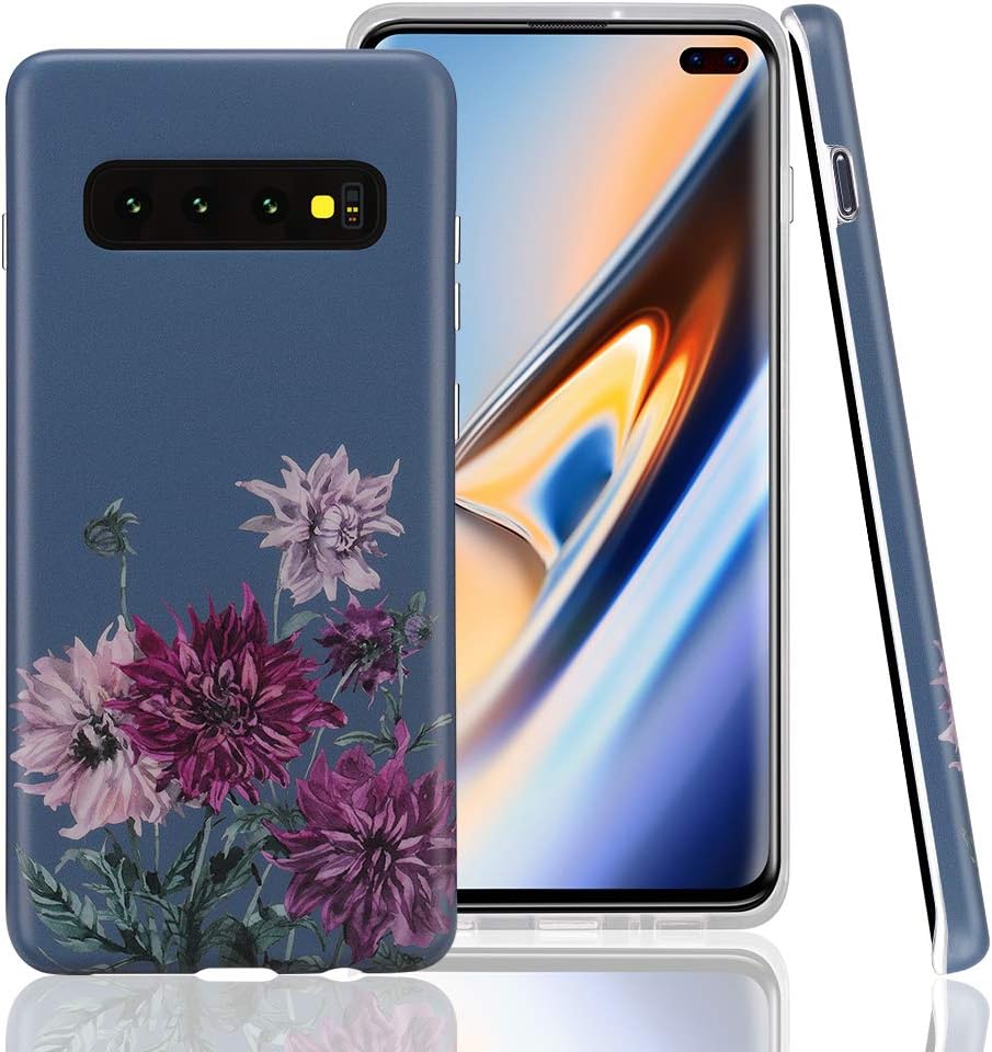 GOLINK Case for Galaxy S10 Plus/S10+, Matte Finish Floral Series IMD Printing Slim Fit TPU Gel Case for S10 Plus/S10+ (6.5" 2019 Released)-Chrysanthemum F30