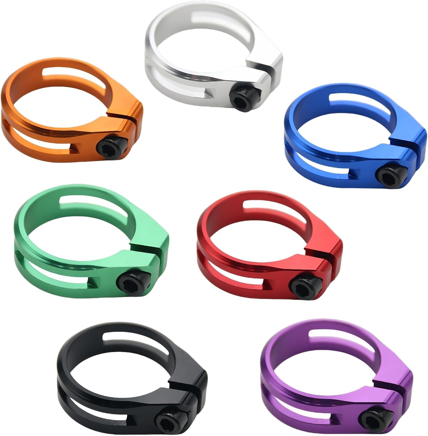 Lightweight Bike Seat Post Clamp, Aluminium Alloy Seat Tube Clip Quick Release Bicycle Seatpost Tube Tightener Clip 31.8mm /34.9mm for Mountain, Road, Folding, DH, MTB (Purple, 34.9mm)