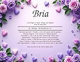 All About You Unique Personalized Name Meaning Keepsake Print Sign Wall Art Gift For Birthdays and Holidays (Floral BG16)