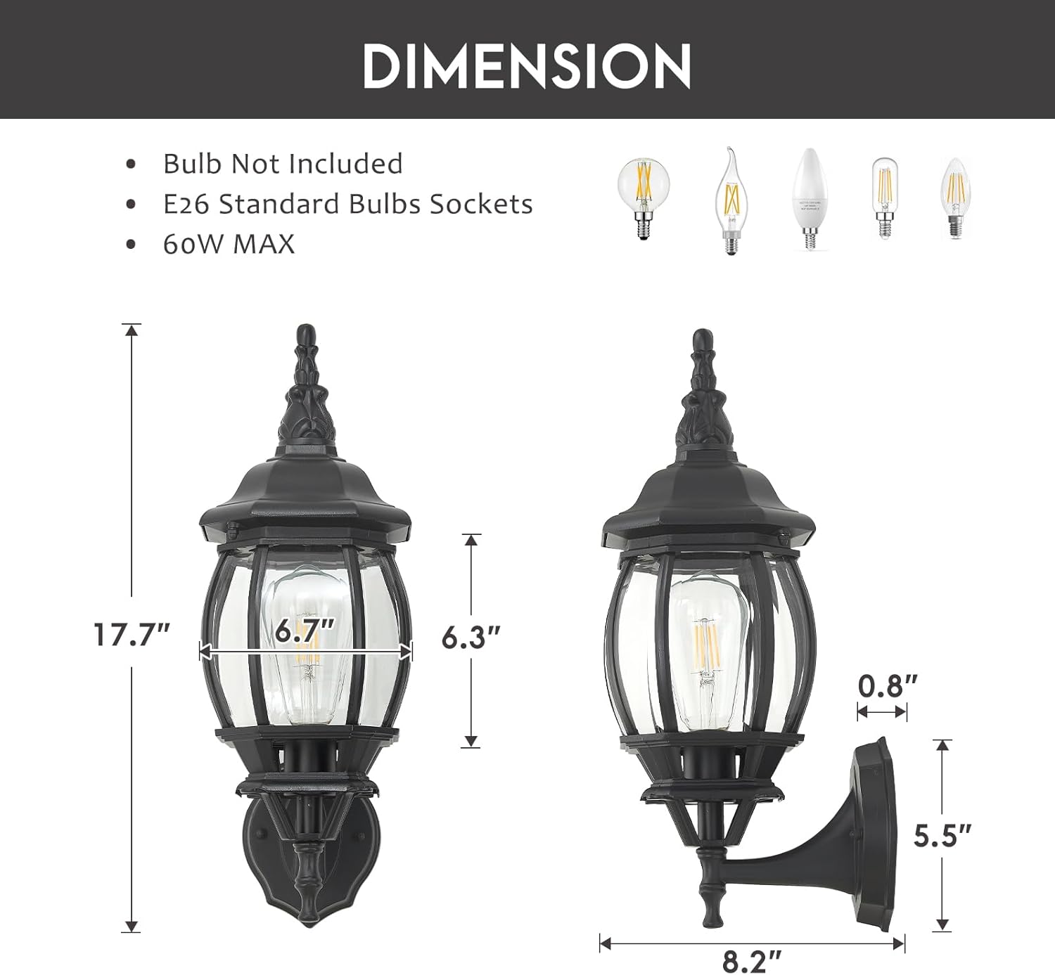 2-Pack Waterproof Aluminum Outdoor Light Fixture Exterior Porch Lights Outdoor Wall Sconces,Anti-Rust Porch Lights for Outside Garage Patio Exterior Lights for House