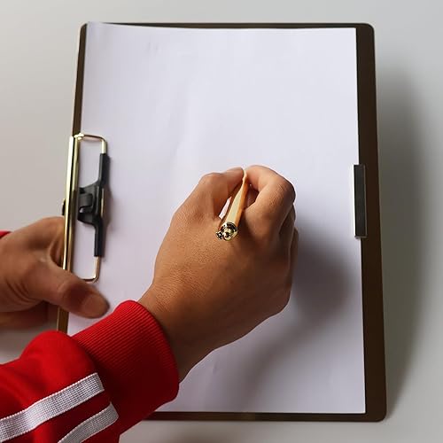 Miniatura 4 de Portapapeles magnético de acero inoxidable con bolígrafo, varios tamaños, diseño magnético, esencial para la oficina y el hogar (4.3 x 6.5 pulgadas)