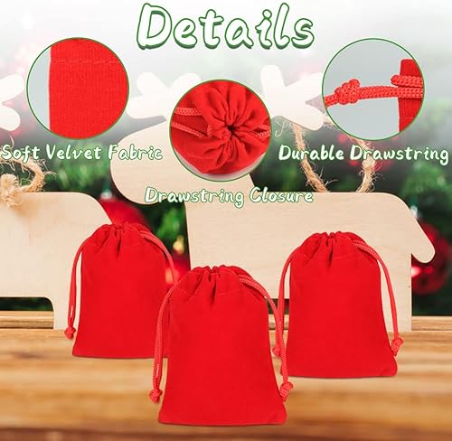 Miniatura 4 de Shintop Paquete de 10 bolsas de terciopelo con cordón para regalo de Navidad, bodas, bolsas de tela de terciopelo para joyas (2.75 x 3.54 pulgadas,