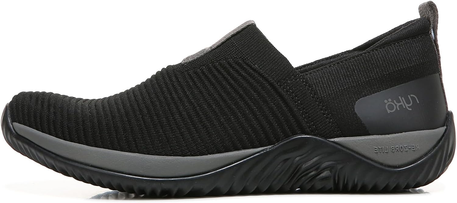Ryka Women's Echo Knit Slip-On Sneaker Black/Grey 6.5 M