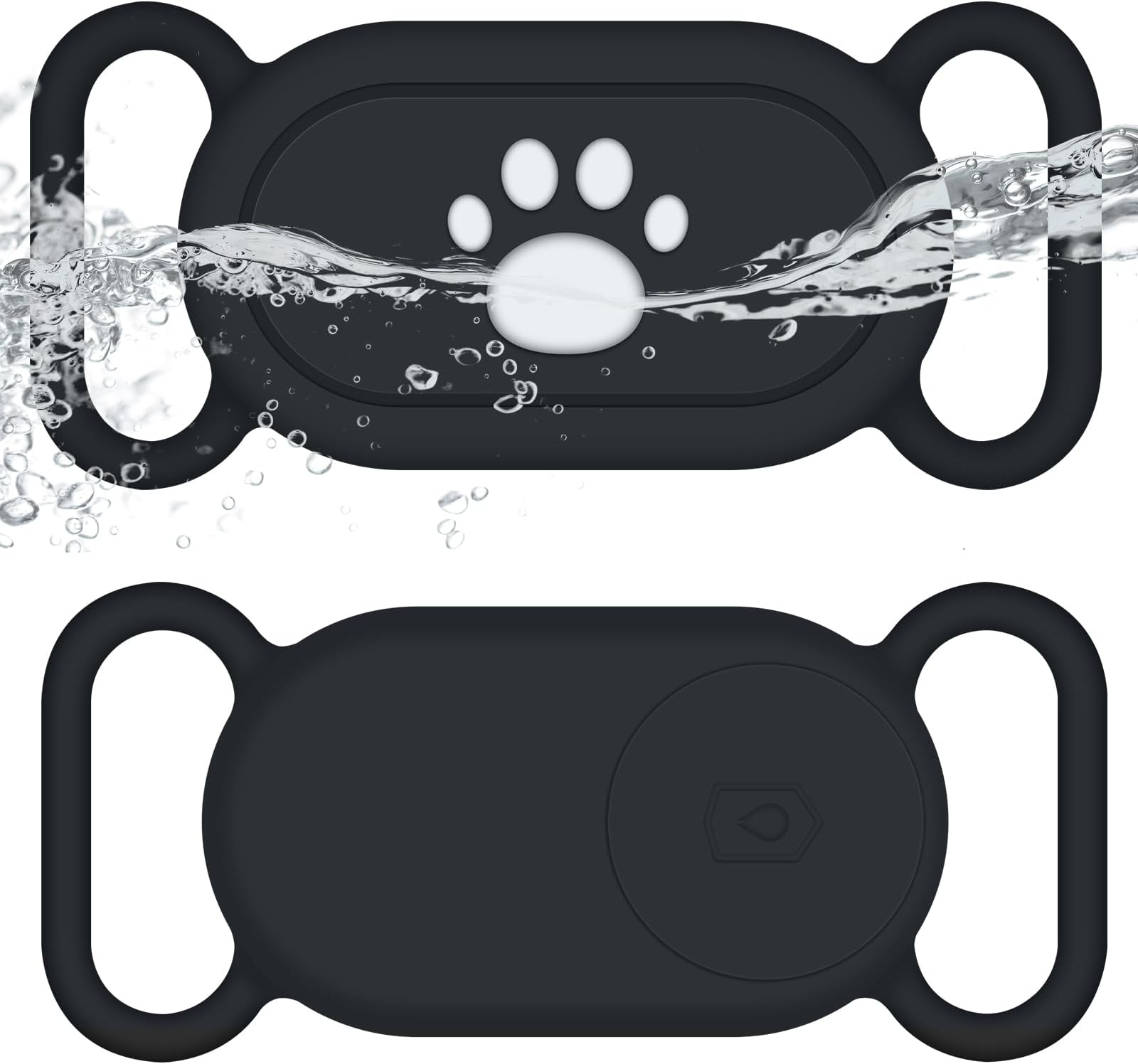 for Samsung Galaxy SmartTag2 Dog Collar Holder, 2 Pack Waterproof Anti-Lost Silicone Case for Galaxy Smart Tag 2 for Pet Dog Cat Collars (Black/Black)