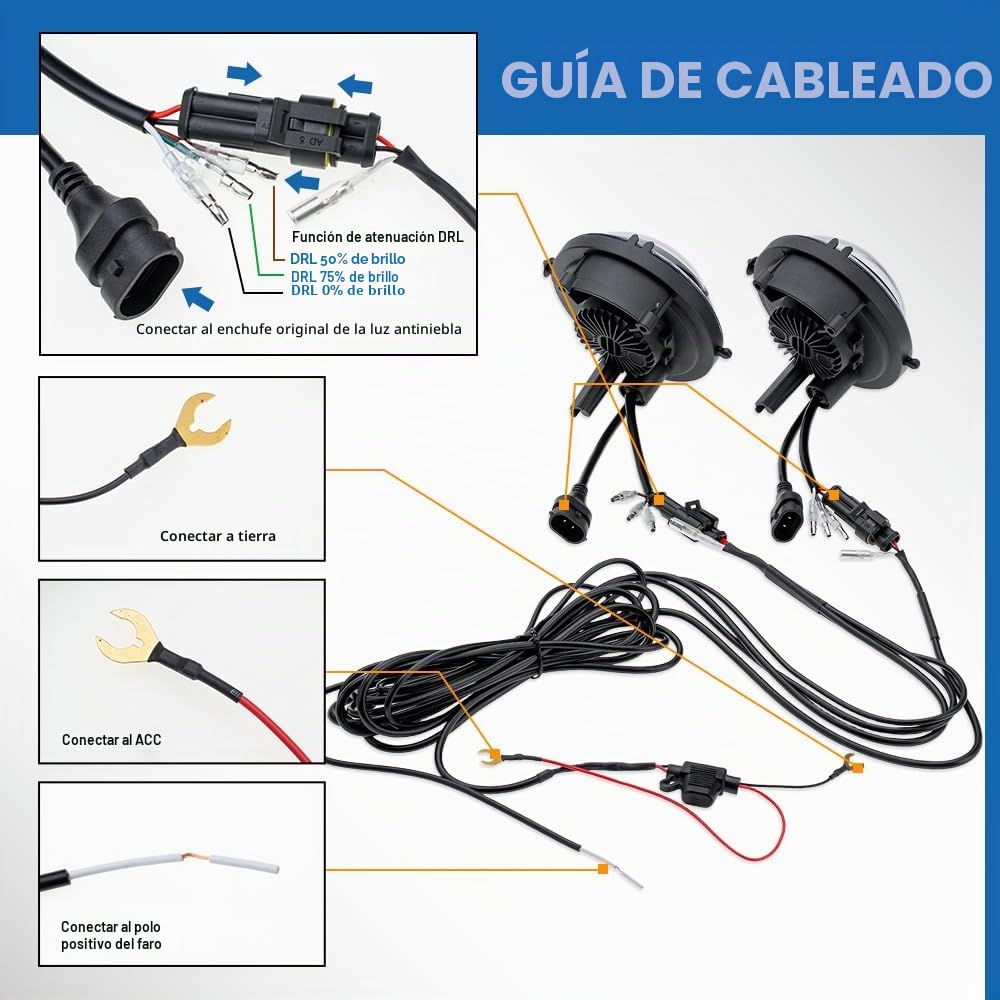LED antiniebla DRL luz de circulación diurna compatible con Mini Cooper R55 R56 R57 R58 R59 R60 R61 LED Conducción del anillo de halo Ejecución de luz DLR E4 aprobado 2 piezas