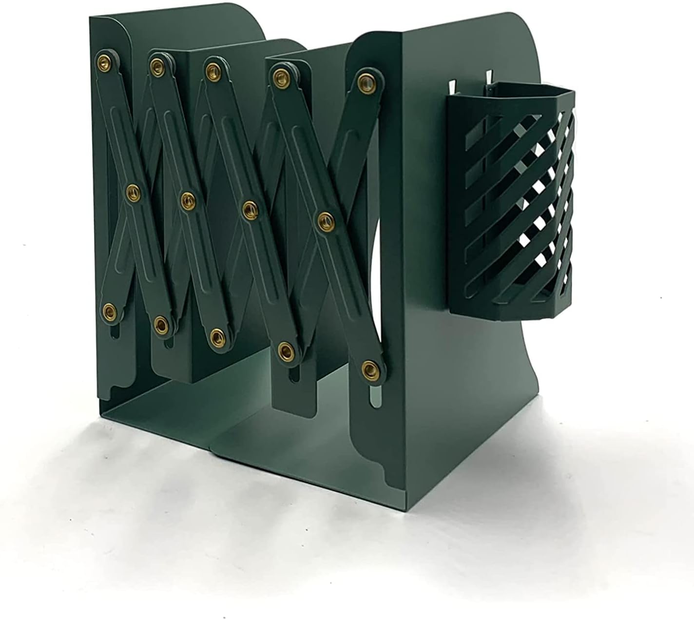 Adjustable Book Ends, Hmseng Bookends Book Holders for Shelves, Desk Magazine File Organizer Holder for Office, Books, Papers, Extends up to 19 inches.Scratch-Resistant Hand Coating-Green