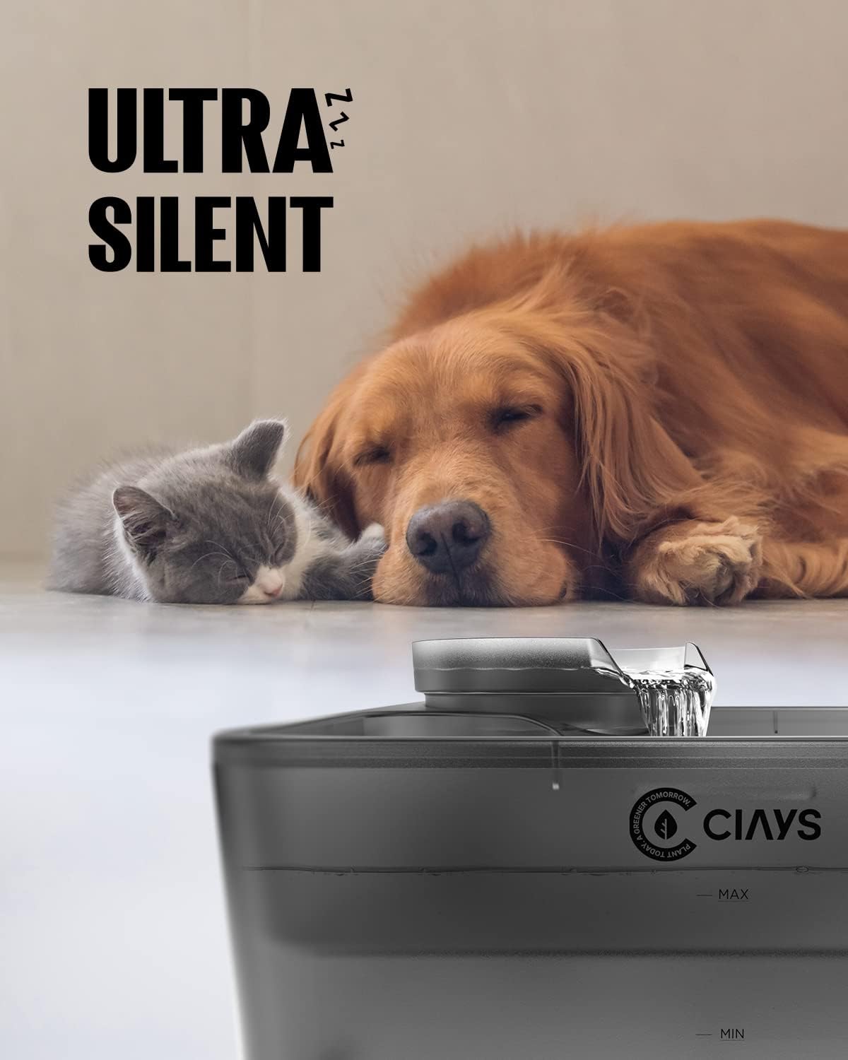 Ciays 236oz/7L Pet Water Fountain Ultra-Large Capacity Cat Water Fountain Dual Filtration Dog Water Fountain Bowl with Huge Drinking Area for Cat/Dog/Multiple Pets, Gray (AG01) : Everything Else