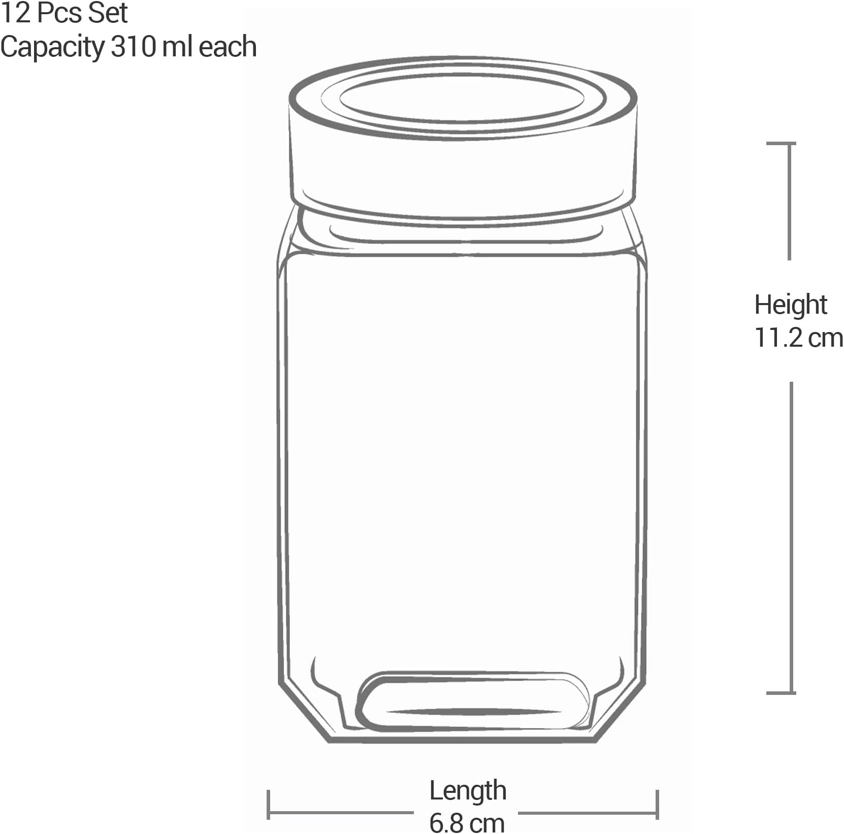 Treo Cube Jar 310Ml Set Of 12 Glassware Container/Jar