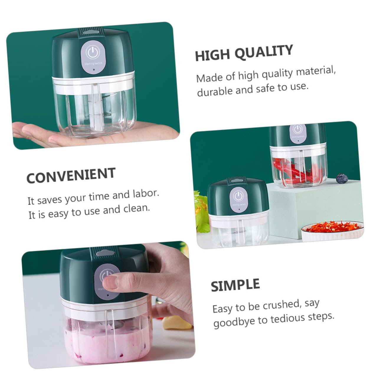 PRETYZOOM Elektrischer Kleiner Küchenmixer aus Edelstahl Multifunktionaler Babynahrungsmixer Kompakter Küchenzerkleinerer für Fleisch und Babynahrung Abnehmbarer Behälter Schnelle Zerkleinerung