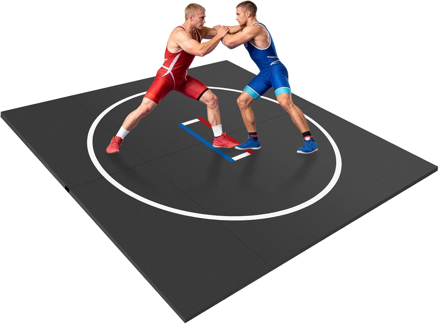 10ft x 10ft Dark Grey Wrestling Mat, Anti-Slip Thickened Grappling Mat, Durable BJJ Judo Karate Training Pad for Home Gym Schools Professional Sports Exercise