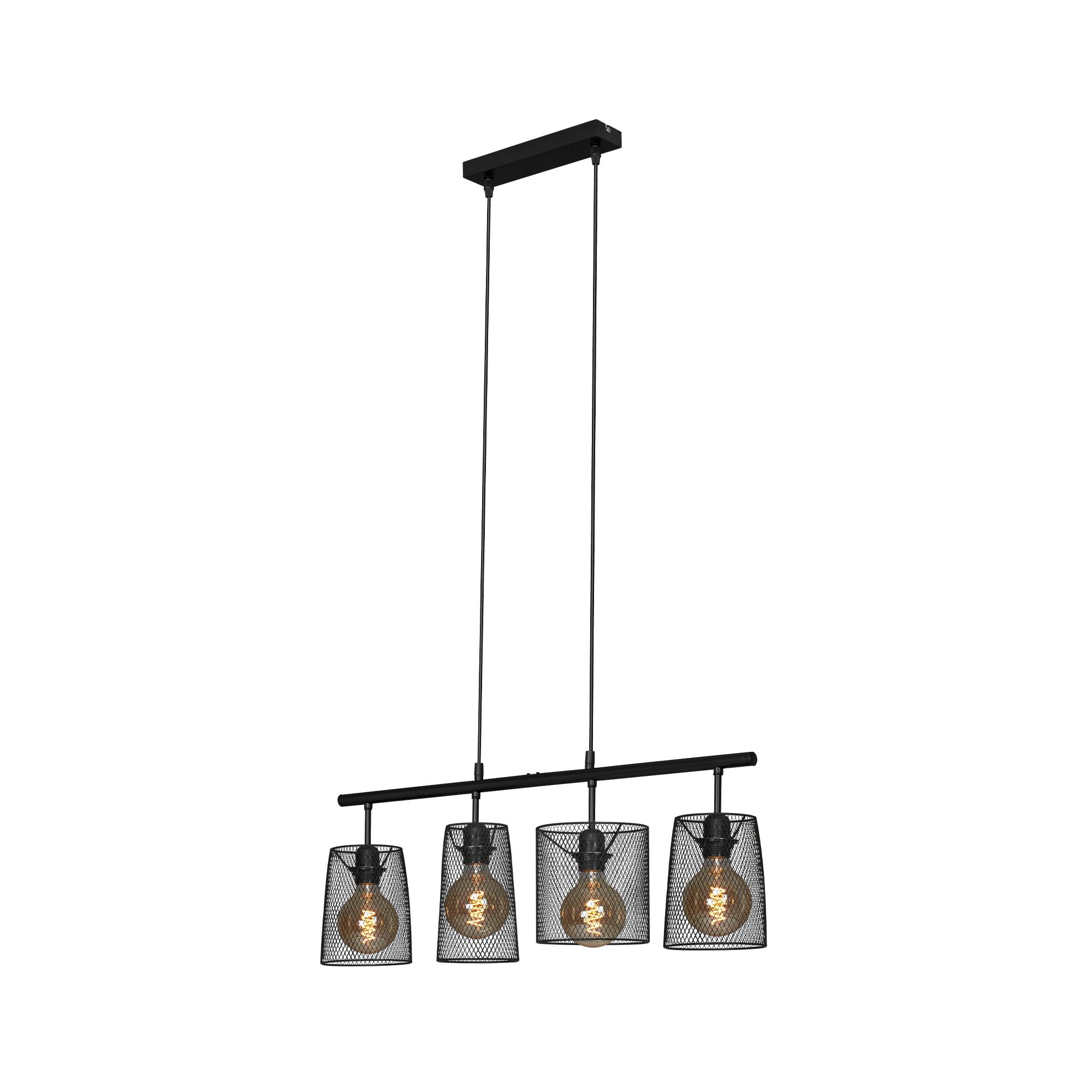 Lámpara de comedor colgante de alambre negro e iluminación de techo vintage