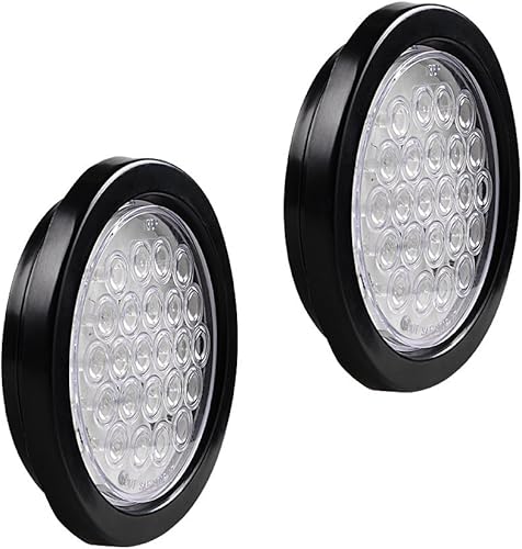 CORP - Juego de 2 unidades para remolques de caravana, camión, SUV, sedán, 2 unidades, 4 pulgadas, color blanco, redondo, 24 diodos, luz de