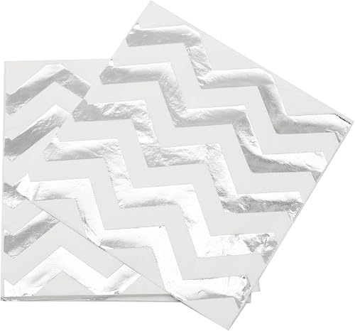 Luncheon Napkin Paper Serviettes 16Pack 33X33Cm White With Silver Wave Xpaty65
