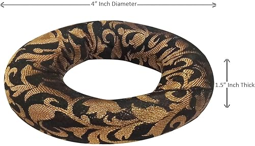 Miniatura 3 de ConnectingGod Cojín redondo para cuenco tibetano hecho a mano, arte brocado, decoración del hogar, cojín de exhibición de joyas (4 x 1.5 pulgadas),