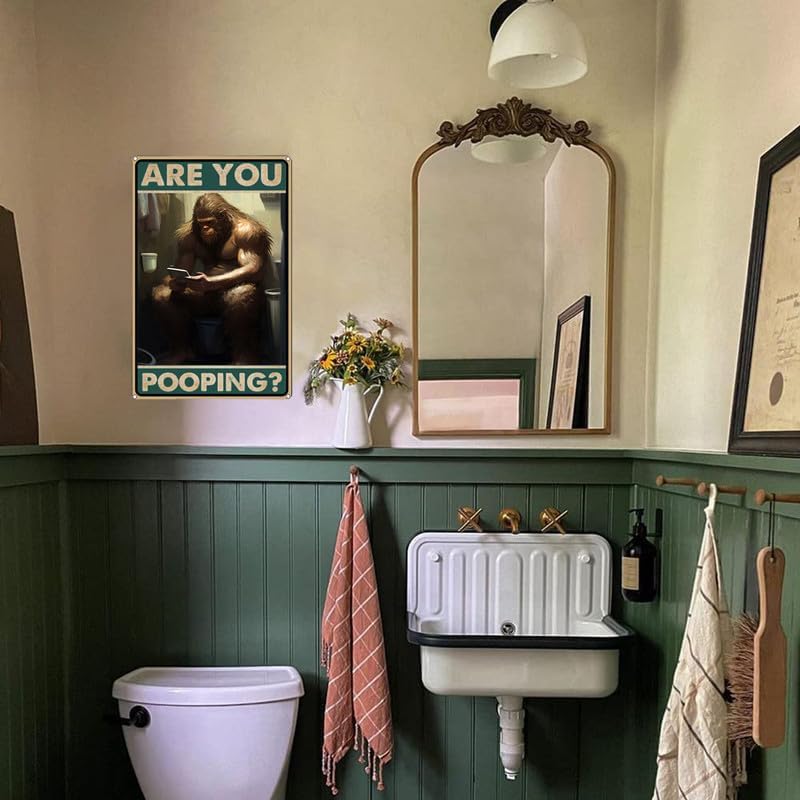Miniatura 6 de Cartel de metal divertido con texto en inglés "Are You Pooping" ("Are You Pooping") de pie grande, decoración de pared para sala de estar, baño,