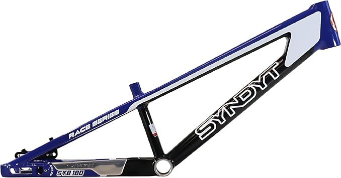 Syndyt 180 Mini XL BMX Racing Bike Frame 18 Top Tube, 6061-T6 Aluminum 2.75 lbs, Tapered 38/42 Head Tube, Standard Euro BB, 10/15 mm Hubs, 140mm Disc Brake, Chain Tensioners Bicycle Frame