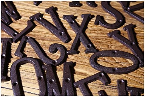 Miniatura 4 de Letras del abecedario de 3" en metal de hierro fundido decorativas, estilo clásico, para colgar letreros de pared, dirección, nombre, letrero con la