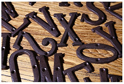 KiaoTime 7,6 cm Vintage Decorativo Ferro fundido Metal Alfabeto Letras Parede Placa de Pendurar Ende