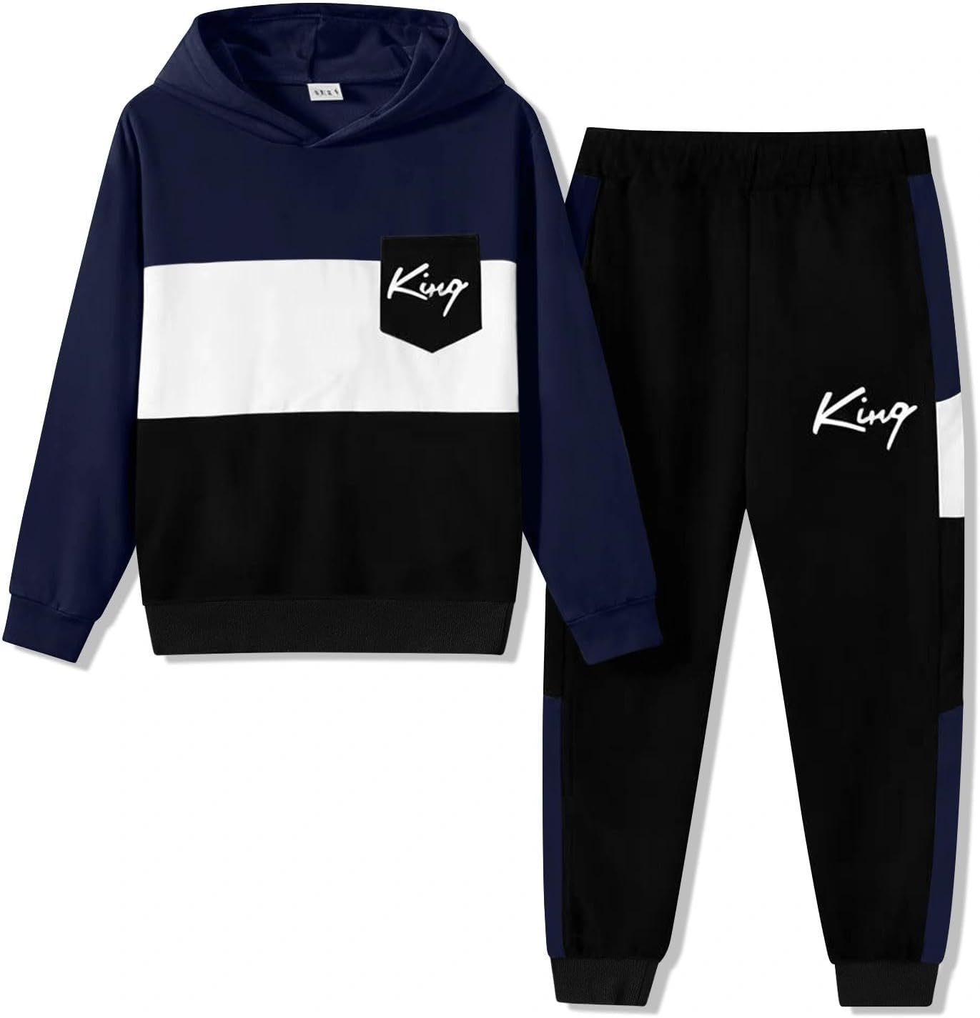 Size 6-12 Years Boys Fashion Clothes Spring Summer Short Sleeve Top & Pants Color Block Clothing Sets