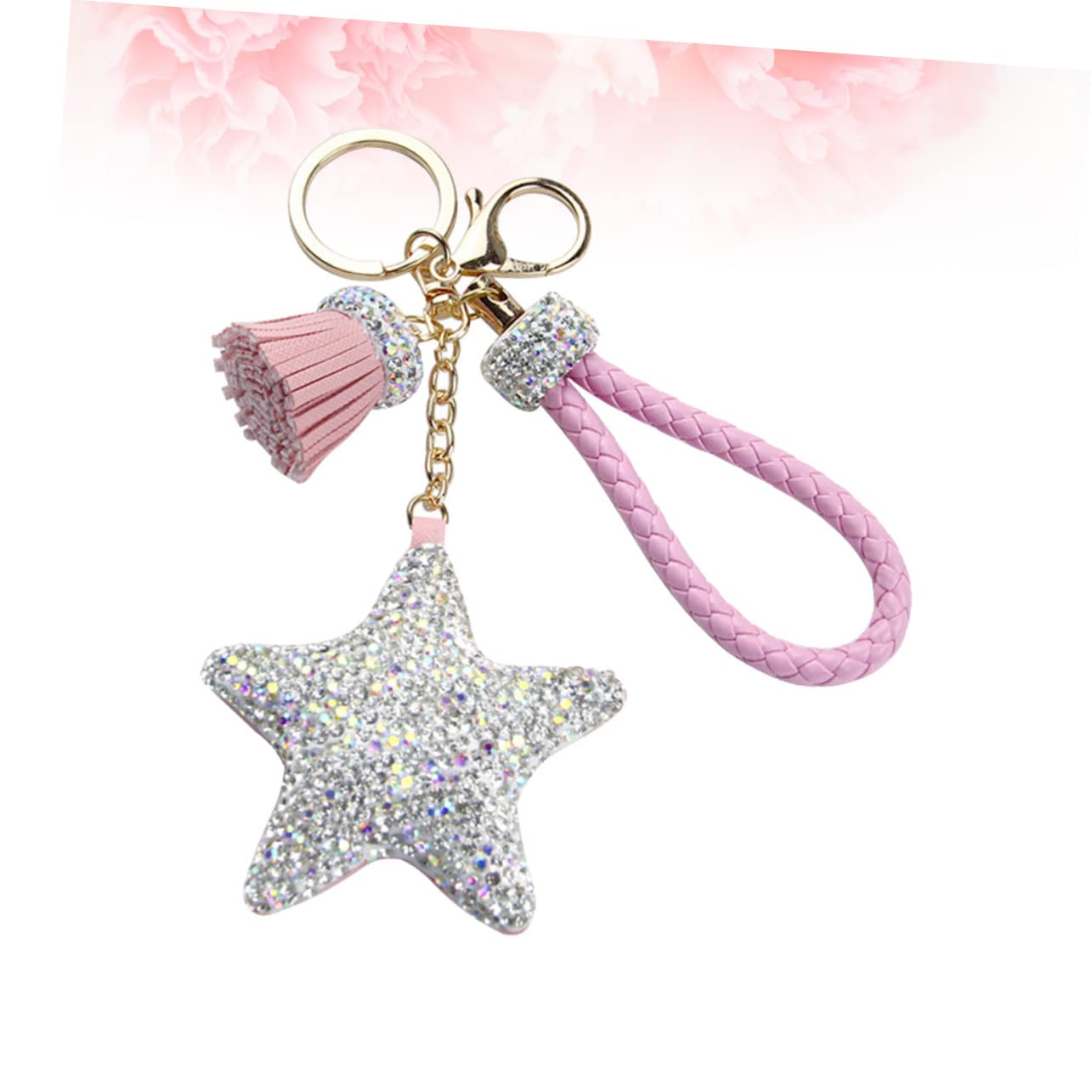 GALPADA 2 Uds Accesorios Colgantes De Cristal Para Coche Llaveros De Mochila Para Niñas Llavero De Cartera s De Estrella De Diamantes De Imitación Hecho A
