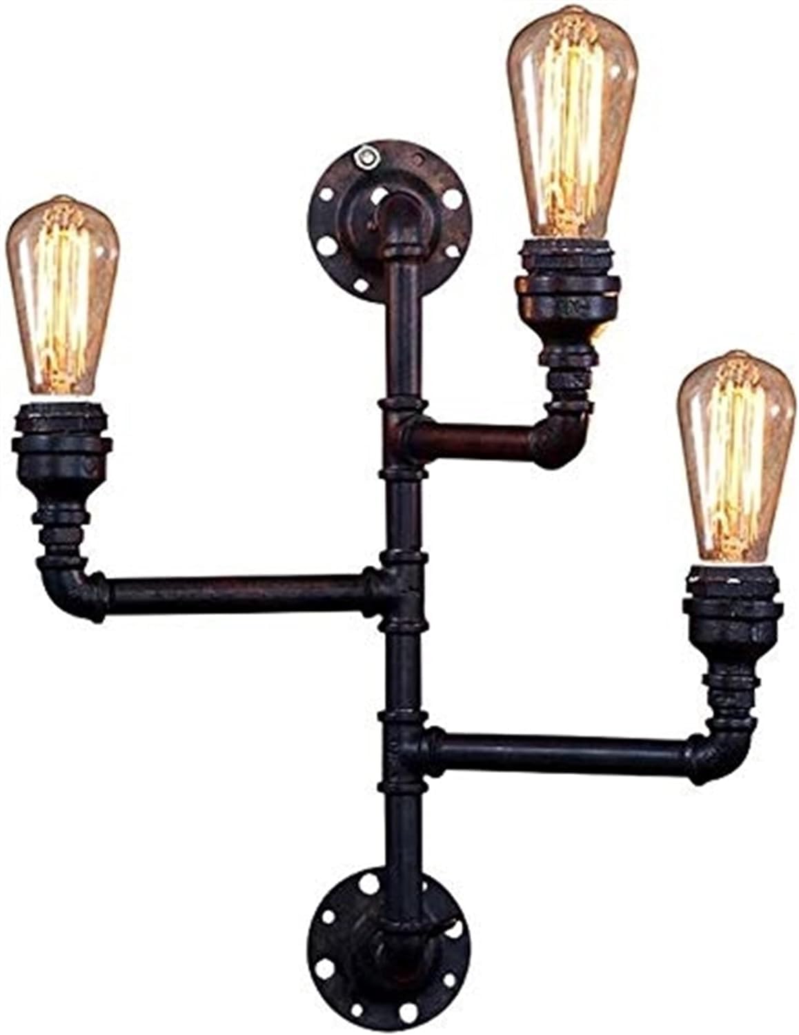 SMCCYYSD European Wall Light 3 Lights Steampunk Industrial Lamp, Metal Water Pipe, Restaurant Corridor, Hallway, Wrought Iron, Pendant