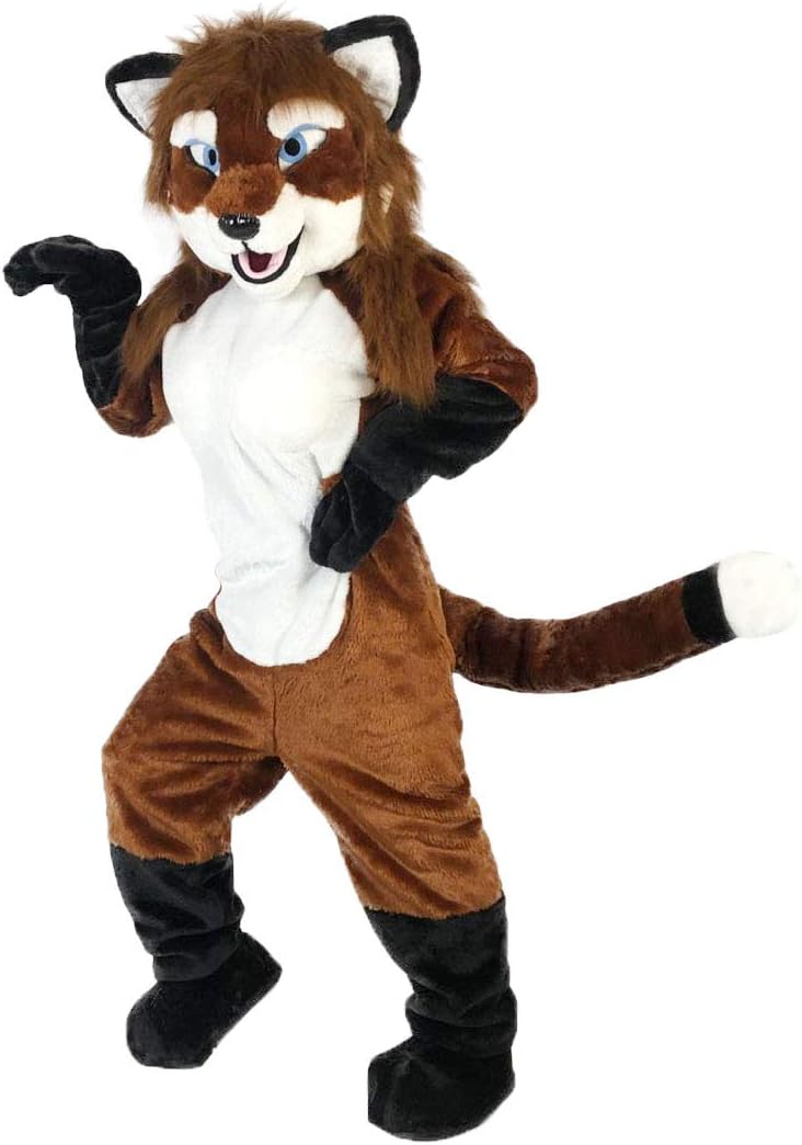 Langteng Fox Dog Husky Long hairyCartoon Mascot Costume Adult Cosplay Party Halloween Dress Up