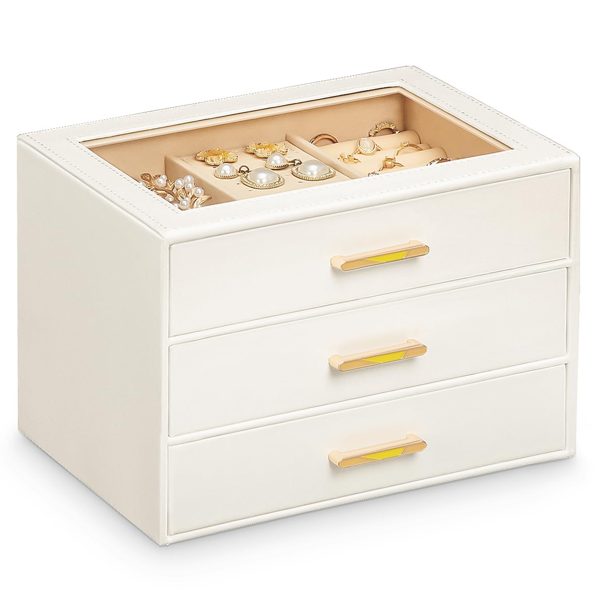 Homde Jewelry Box with Compartments for Women Big Storage Organizer for Room - Necklace Earring Ring Holder for
