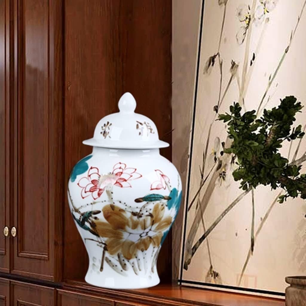 Food Storage Jar,Decorative Jar Ginger Jar Vase Decor Ginger Jars Decorative Jars Oriental Decor Temple Jar Ceramic Jar Tea Storage Container Tins Floral Ginger Jars Storag,A-22 * 39Cm