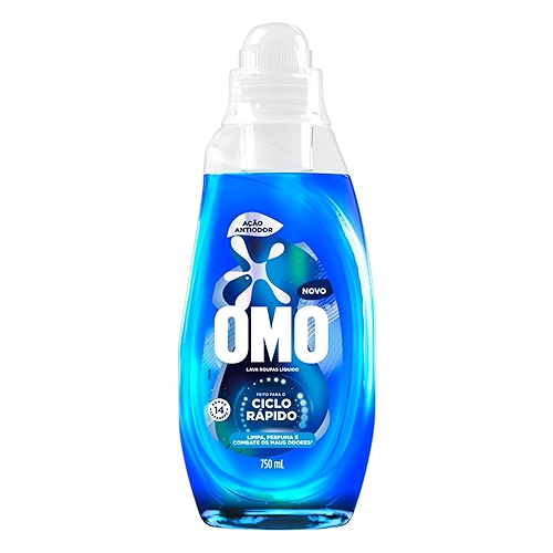 Lava-Roupas Líquido Omo Ciclo Rápido Ação Antiodor Frasco 750ml Lava-Roupas Líquido Omo Ciclo Rápido Ação Antiodor Frasco 750ml