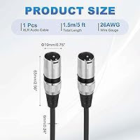 Vista 2 de MECCANIXITY Cable de micrófono XLR macho a macho de 5 pies y 3 pines, adaptador profesional de audio XLR, cables de micrófono para sistemas PA
