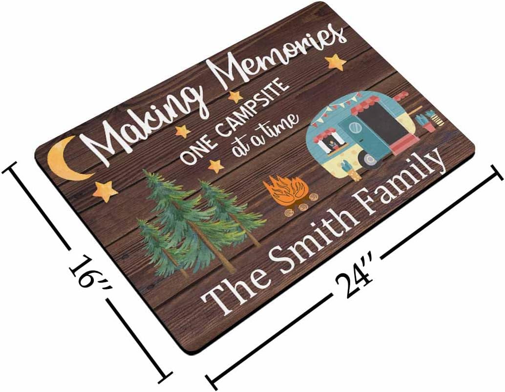 Customized Camper Doormat, Personalized Camping Rv Door Mats Camping is My Favorite Therapy for Indoor Outdoor Entrance Floor, Funny Gifts Rugs Outside Decor (24 X 16 inches)
