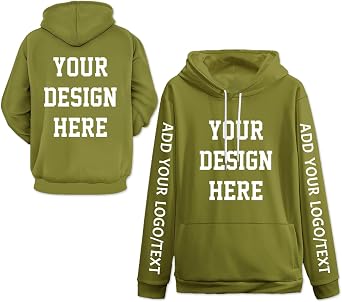 Inhand Custom Hoodie With Picture Design Your Own Customized Hoodie Bulk Custom Sweatshirt With Logo Text Photo Military Green Hoodie X-Large