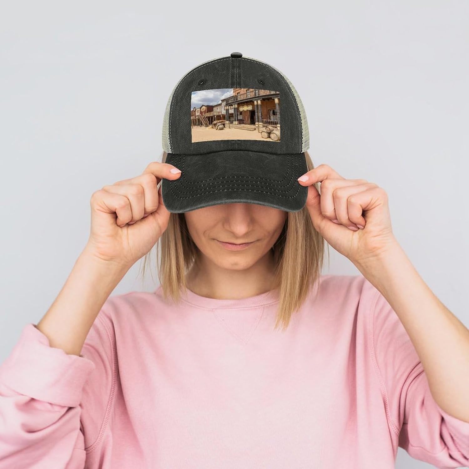 Old Wild West Cowboy Town Hat Personalized Adjustable Cowboy Cap Cotton Cap Trucker Hats Dad Hat for Men Women