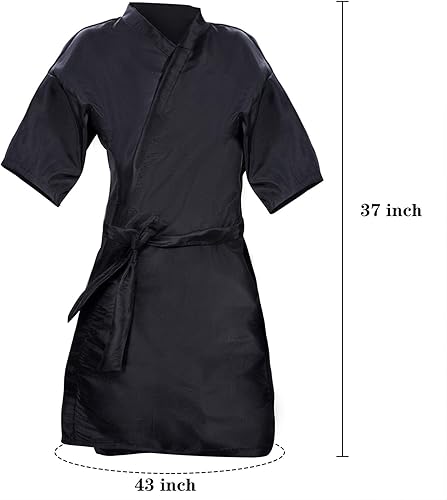 Miniatura 2 de Bata de salón de 2 piezas para clientes, bata de peluquería impermeable, capa de salón, Negro -